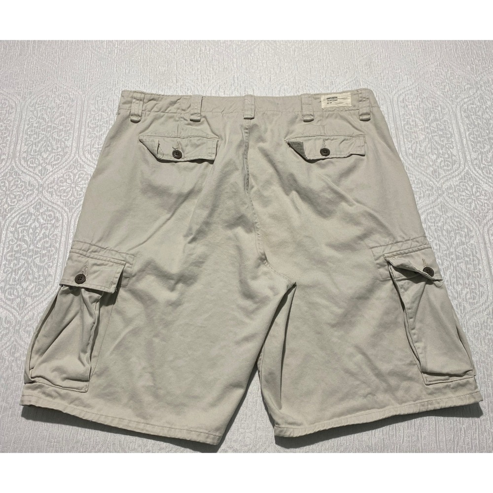 Chaps Denim Mens 38 Khaki Cargo Shorts Tan 100% Cotton‎ Relaxed Fit Utility